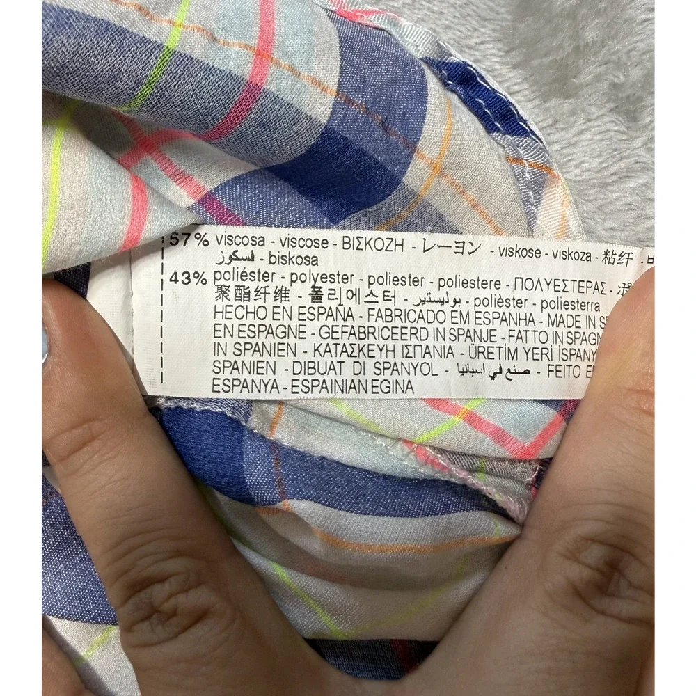 ZARA Kids 2-3 Years Plaid Button Up Shirt 98cm Neon Stripe Unisex Boys Girls - Picture 5 of 6